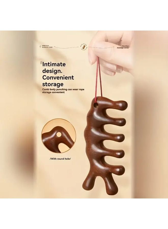 Brown Sandalwood Seahorse Massage Comb For Hair Scalp Care And Meridian Dredging - Image 5